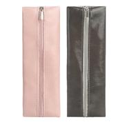 YISENJEE Petite Trousse Stylo Trousses À Crayons en Cuir Ciré, Porte-Stylos, Sac De Rangement pour Outils, Trousse À Crayons De Grande Capacité, Gris Rose, Lot De 2