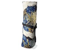 YISENJEE Plumier Sac De Crayon Sac À Stylos en Toile Estampée Dorée De Style Chinois, Grande Capacité, avec Pochette Neutre pour Stylos Et Crayons-Blue Crane