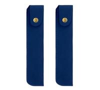 YISENJEE Pochette De Protection Stylo Lot De 2 Étuis Plume, Boucle Dissimulée, Imitation Cuir De Vache, PU Givré, Couleur Unie, Housse De Protection en Cuir Bleu Foncé