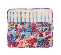 YISENJEE Pochette Enroulable Sac À Crayons en Toile Double Couche, Grande Capacité, Rideau, Rouleau De Crayons Aquarelle, Sac De Papeterie pour Peinture-Red and Blue Maple Leaf