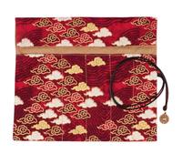 YISENJEE Pochette Feutre Sac À Crayons Fait Main avec Motif De Nuage De Bon Augure Et De Fleurs De Cerisier, Sac À Crayons en Rouleau De Grande Capacité avec Mine Colorée-Red Somersault Cloud