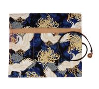 YISENJEE Pochette Feutre Stylo Fait Main Rideau Grue Carpe Motif Animal Stylo Plume Crayon Mine De Couleur Grande Capacité Rouleau Crayon Sac-Autumn Chrysanthemum Crane Blue
