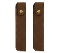 YISENJEE Pochette Stylo Plume Lot De 2 Étuis De Protection pour Stylos, Style Couverture, Boucle Dissimulée, Imitation Cuir De Vache, PU Givré, Couleur Unie, Housse De Protection Marron