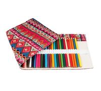 YISENJEE Portable Sac A Crayon De Toile Sac À Crayons en Toile De Grande Capacité De Style National, Sac À Crayons De Couleur pour Croquis-Red-108 Holes