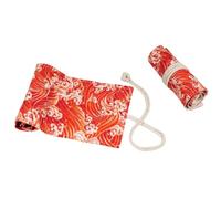 YISENJEE Porte-Brosses Trousse À Crayons À Motif Océan avec Crayons De Couleur Et Rideau Enroulable en Toile-Red Wave-108 Holes