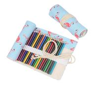 YISENJEE Porte-Brosses Trousse À Crayons en Tissu De Grande Capacité, Motif Flamant Rose, Chat, Oiseau, Motif Animal-Flamingo-48 Holes