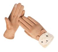 YISENJEE Tactiles Chaud Femme Gants D'Hiver Chauds À Cinq Doigts En Daim Pour Femme, Motif Chat Mignon, Pour Écran Tactile - Kaki