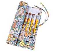 YISENJEE Toile Enveloppe De Crayon Rideau en Toile De Grande Capacité À 22 Trous pour Stylos, Aquarelle, Fournitures d'art, Trousse À Crayons-Cat Print