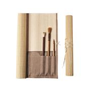 YISENJEE Toile Enveloppe De Crayon Sac À Stylos Aquarelle en Bambou De Style Japonais, Grande Capacité De Rangement-Large Size 2 Hemming 35 * 39Cm