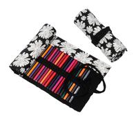 YISENJEE Toile Enveloppe De Crayon Sac À Stylos en Toile À Motif De Feuilles D'Érable Et De Palmiers Roses, Motif De Plantes, Rideau, Croquis, Multi-Tailles-White Flowers-60 Holes