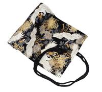 YISENJEE Toile Enveloppe De Crayon Trousse À Crayons Enroulable en Toile avec Rideau Coloré Et Estampage Doré-Grey Crane-60 Holes