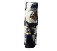 YISENJEE Toile Sac De Pinceaux Sac À Stylos en Toile Estampée Dorée De Style Chinois, Grande Capacité, avec Pochette Neutre pour Stylos Et Crayons-Black Crane
