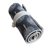 YISENJEE Toile Sac De Pinceaux Trousse À Crayons Enroulable en Toile De Grande Capacité avec Rideau en Tissu Fait À La Main-Gray Small Tree 48 Holes