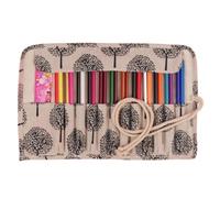 YISENJEE Trousse À Crayon Enroulable Sac À Crayons en Toile Monstera Pastèque Citron Rideau À Stylos Sac De Rangement pour Outils De Peinture-Small White Tree-18+1 Holes