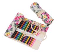 YISENJEE Trousse À Pinceaux Sac À Stylos en Toile À Motif De Feuilles D'Érable Et De Palmiers Roses, Motif De Plantes, Rideau, Croquis, Multi-Tailles-Peony-60 Holes