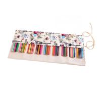 YISENJEE Trousse Rouleau Feutre Sac De Rangement pour Crayons De Couleur À Trois Trous, Rideau De Stylos De Grande Capacité en Toile Multi-Tailles-Parisian Girl Print-24 Sticks
