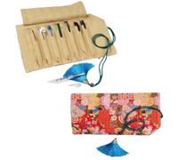 YISENJEE Trousse Rouleau Feutre Trousse À Crayons en Tissu Satiné De Style Ancien Sakura, Sac De Rangement Rouge, Sac De Protection, Rideau pour Stylo Plume-Cherry Blossoms