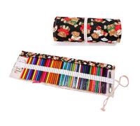 YISENJEE Trousses Crayons Rouleau Trousse À Crayons en Toile Épaisse Multifonctionnelle, Trousse À Crayons De Couleur, Rideau À Stylos Enroulable-Black Bear-72