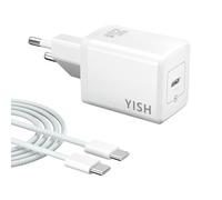 YISH 25W Chargeur USB C Rapide：PD3.0 Prise USB C Chargeur Rapide Compatible avec Smartphone Adaptateur Type C Mural Alimentation Embout Secteur, et 1M 60W Cable C vers C