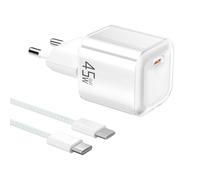 YISH 45W Chargeur USB C Rapide： GaN Prise USB C Chargeur Rapide PD3.0 Bloc Super Charge pour Smartphone Comprimés avec 60W Cable Type C 1M Secteur USBC Embout Adapteur