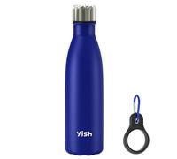 YISH Bouteille Isotherme Gourde Thermos:Gourde Isotherme,Thermos Acier Inoxydable 500ml,Sans BPA,avec Mousquetons,10h Froid/Chaud,pour Sport,Gym,Cyclisme,Randonnée,Voyage,Bureau,École,Bleu