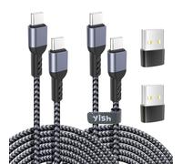 YISH Câble USB C vers USB C 65W：PD 3A Cable USB C Charge Rapide Nylon Tressé Câble Chargeur Cordon USB Type C Compatible avec iPhone 16 15 Pro Max Samsung Galaxy S24 S23 iPad Air MacBook, 2M,Lot de 2