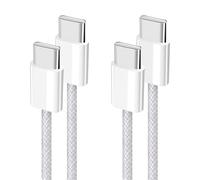 YISH Câble USB C vers USB C Charge Rapide： PD3.0 60W Câble USB Type C Nylon Tressé Câble Chargeur Cordon USB C Compatible avec iPhone 16 15 Samsung Galaxy S24 S23 Pixel iPad MacBook, [Lot de 2, 1M]
