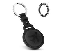 YISH Porte Cle Airtag Leather: Airtag Porte Clé compatible avec Apple Airtag, Etui Air Tag protection Air Tag avec Anneau Porte-clés, Coutures renforcées, Anneau Interchangeable