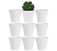 Yishang Lot de 9 mini pots en terre cuite blanc de 5,1 cm - Petit pot de fleurs fait à la main pour chambre d'enfant, cactus, pot de fleurs, poterie, décoration de rebord de fenêtre