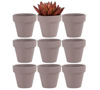 Yishang Lot de 9 mini pots en terre cuite gris de 5,1 cm - Petits pots de fleurs artisanaux pour pépinière, plantes succulentes, cactus, poterie, poterie, jardin, décoration de rebord de fenêtre