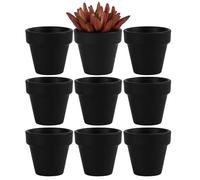 Yishang Lot de 9 mini pots en terre cuite noir de 5,1 cm - Petit pot de fleurs fait à la main pour chambre d'enfant, cactus, pot de fleurs, poterie, décoration de rebord de fenêtre