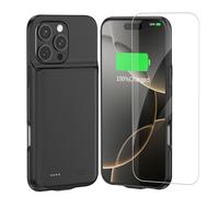 YISHDA Coque batterie pour iPhone 16 Pro Max, 7000 mAh, coque de protection portable fine compatible avec iPhone 16 Pro Max (6,9") avec chargeur de batterie rechargeable (noir)
