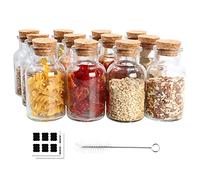 Yishik Lot de 12 bocaux en verre transparent de 150 ml avec couvercles en liège pour bonbons, herbes, feuilles de thé, assaisonnement