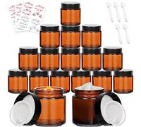 Yishik Lot de 15 bocaux ronds vides en verre ambré de 118 ml avec couvercles, pour poudre, lotion, produits de beauté, utilisation en voyage