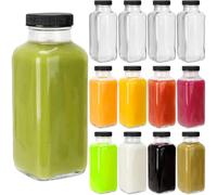 Yishik Lot de 15 bouteilles vides en verre de 350 ml avec couvercles, pour jus de lait, bouteilles de boisson avec couvercles pour eau, boissons