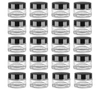 Yishik Lot de 20 pots à cosmétiques ronds en verre de 15 ml, conteneurs vides rechargeables en verre avec couvercles et doublures intérieures, lotions, produits de beauté et conteneurs de voyage