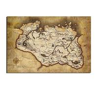 YIshiQI The Elder Scrolls V Skyrim Carte Jeu Affiche Toile Tissu Tissu Impression Peinture pour La Décoration Intérieure Mur Art Photo (sans Cadre)