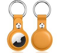 Yisica Étuis pour Apple AirTag en Cuir Coque, AirTag Porte Clé, Étui Anti-Rayures pour AirTags, Housse de Protection Key Finder pour Clés, Enfants, Animaux de Compagnie (Jaune)