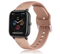 Yisica Silicone Bracelet Compatible pour AMA.zfit Bip U Pro/Bip 3/Bip 3 Pro, 20mm Bracelet de Remplacement en Silicone Réglable pour AMA.zfit Bip/Bip S/S Lite/GTS 4 Mini, Or Rose Brillant