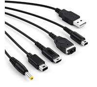 Yisica USB 5 en 1 Câble de Chargeur Compatible avec les Consoles DS Lite/NDS/New 3DS XL/New 3DS/3DS XL/3DS/2DS/DSi XL/Wii U/Gameboy Advance SP (GBA SP)/PSP1000/2000/3000 (1)