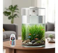 YISITONG Aquarium avec Filtre et éclairage LED, Multicolore, 11 L / 3 gallons Complet Bocal Poisson, Petit Aquarium 360° Fish Tank pour Petits Poissons et Poissons Betta, Le Bureau et Les Cadeaux