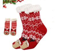YISKY Chaussettes de Noël, 1paire Noël Antidérapantes C-haussettes, N-oël Chaussettes Chaudes pour Femme, N-oël C-haussettes Douillettes, Taille Unique(35-42)