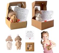YISKY Poupée Petit Ours de Poche Câlin, Mini Ours en Peluche dans Boîte, O-urs de Poche avec Carte Inspirante, Little Bear in Box, Pocket Bear Soft Toy, Card Pocket B-Ears boîte pour Anniversaire (A)