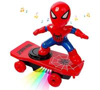 YISKY Spider Man Voiture Jouet électrique pour Les Enfants de Plus de 3 Ans, Véhicule avec Sons et lumières, 360° Rotation Stunt