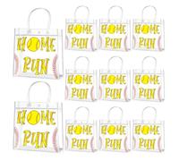 yisncka Lot de 16 sacs cadeaux en PVC transparent avec poignées, sacs à friandises pour softball, 20,3 x 20,3 x 8,9 cm, sacs à dragées pour fête d'anniversaire d'équipe