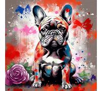 YISOAI Peinture par Numéro Adulte chien de couleur bouledogue français(STY4) 40x50cm Bricolage Tableau Peindre par Nombre pour Enfants Jouets à peindre, cadeaux peints à la mainHome Decor