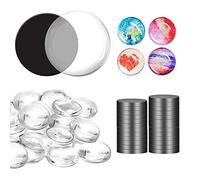 Yisscen 100 Pièces Aimants de Réfrigérateur Bricolage Mini Aimants Auto-adhésifs Rond et 25 mm avec Cabochons en Verre Transparent pour Bricolage et Artisanat