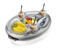 Yisscen Porte-gobelet Gonflable Flottant, Porte-Boissons et Collations 2 en 1 Barre de Piscine 8 Trous Dessous de Verre de Grande capacité, Porte-Bouteille Gonflable Flottant Fête de Piscine d'été