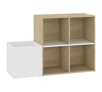 Yisssmeng Armoire à chaussures pour couloir - Meuble à chaussures moderne en blanc et chêne Sonoma - Commode pour organiser les chaussures - Meuble de rangement stable en bois - 105 x 35,5 x 70 cm