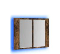 Yisssmeng Armoire à miroir à LED - 60 x 12 x 45 cm - Matériau du bois avec éclairage USB - Design moderne - Montage mural robuste - Pour salle de bain, invités, WC et couloir